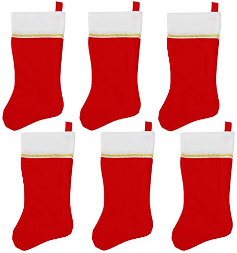 Iconikal Felt Christmas Stocking, Red with Gold Trim, 18-Inch, 6-Pack