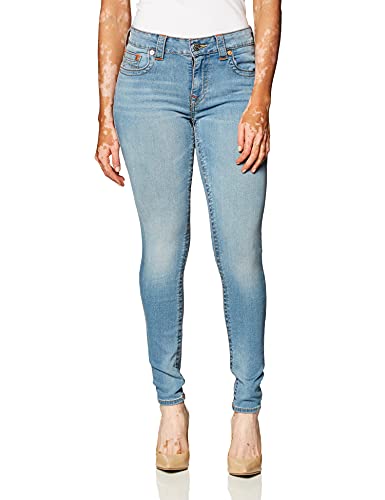 True Religion Women's Jennie Mid Rise Curvy Fit Skinny Ankle Jean, Sky Light, 34