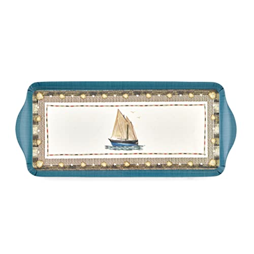 Pimpernel Coastal Breeze Collection Sandwich Tray | Serving Platter | Crudité and Appetizer Tray for Indoor and Outdoor use | Made of Melamine | Measures 15.1' x 6.5' | Dishwasher Safe