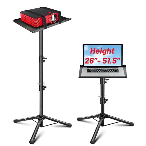 CAHAYA Projector Tripod Stand Adjustable: Height 26 to 51.5in Projector Laptop Stand Portable Multifunctional DJ Rack Stand for Outdoor Movies Computer Book DJ Equipment CY0331