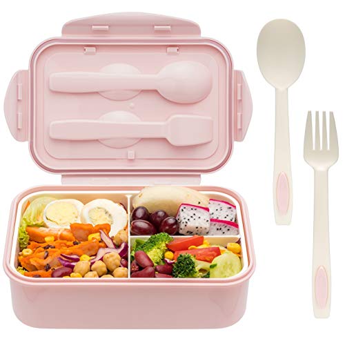 LOVINA Bento Boxes for Adults - 1100 ML Bento Lunch Box For Kids Childrens With Spoon & Fork - Durable for On-the-Go Meal, BPA-Free and Food-Safe Materials