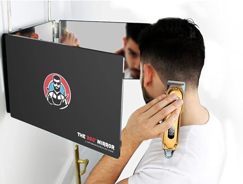 LIPFISBARBERSHOP.COM The 360 Mirror - 3 Way Mirror for Self Hair Cutting - Adjustable Trifold Barber Mirror to Cut Your Own Hair - Tri Fold Self Haircut System - Three Sided Mirror for Haircuts