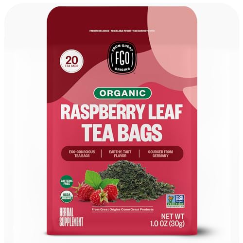 FGO Organic Red Raspberry Leaf Tea, Eco-Conscious Tea Bags, 20 Count, Packaging May Vary (Pack of 1)