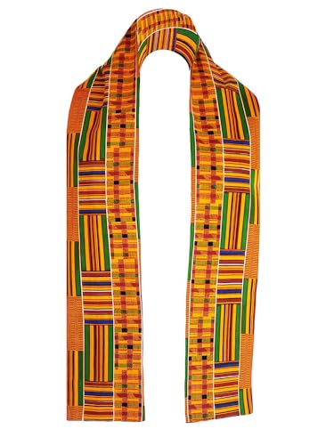 Dupsie's Kente African Print Stole/Sash -Made in Africa Perfect for Graduation Celebrations, Events, and Cultural shows, Choir, Clergy, Church, Schools and more