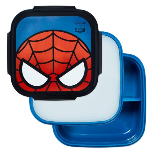 Yoobi x Marvel Spider-Man Bento Box and Ice Pack - 3 Compartment Lunch Box, Dishwasher & Microwave Safe Food & Snack Container for Kids & Adults - BPA & PVC Free, Leakproof