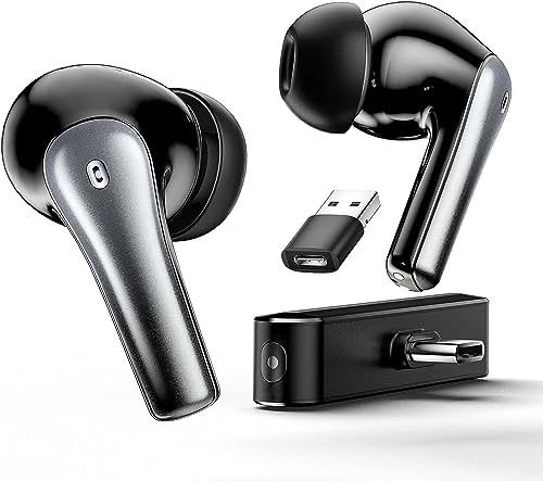 EasySMX TG01 Wireless Gaming Earbuds with 30ms Low Latency, Dual Connection (Bluetooth and 2.4GHz Wireless), USB-C Dongle Included, Compatible with Steam Deck, PS4, PS5, VR, and Switch