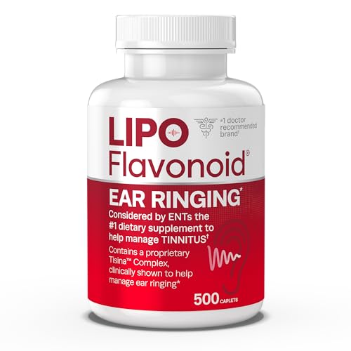 Lipo Flavonoid Plus, Tinnitus Relief for Ringing Ears, OTC Flavonoid Ear Health Vitamins, Bioflavonoids & Vitamin C, 500 Caplets