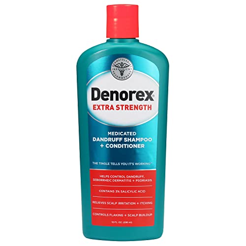Denorex Extra Strength Anti Dandruff Shampoo & Conditioner Treatment, 3% Salicylic Acid Helps Relieve Moderate Symptoms of Dandruff, Seborrheic Dermatitis & Psoriasis, 10oz