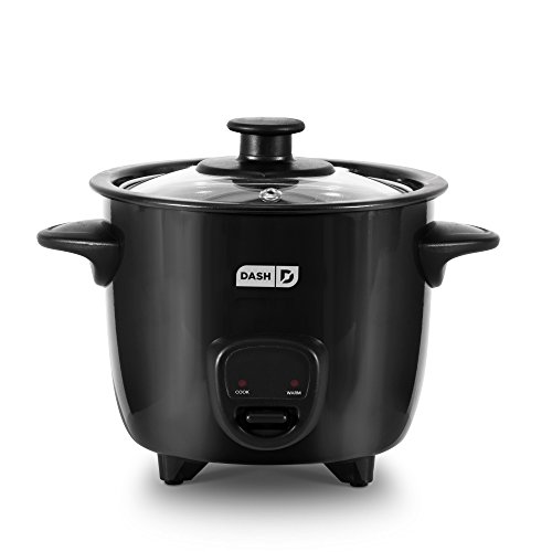 DASH Mini Rice Cooker Steamer with Removable Nonstick Pot, Keep Warm Function & Recipe Guide, One Half Quart, for Soups, Stews, Grains & Oatmeal - Black