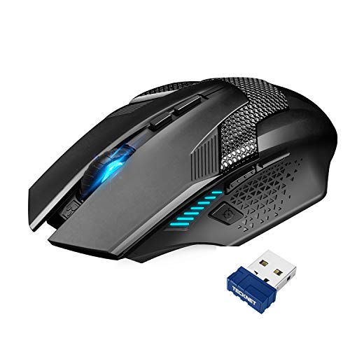 TECKNET Wireless Mouse, USB Cordless Computer Mouse with 8 Buttons, Ergonomic Design, High-Precision 5 Adjustable DPI for PC/Mac/Laptop