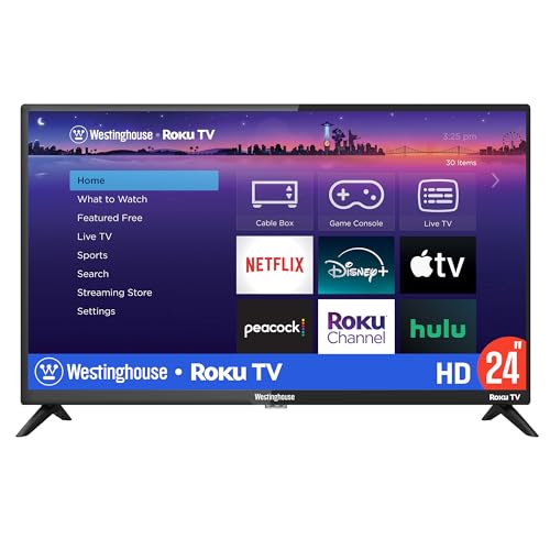 Westinghouse Roku TV - 24 Inch Smart TV, 720P LED HD TV with Wi-Fi Connectivity and Mobile App, Flat Screen TV Compatible with Apple Home Kit, Alexa and Google Assistant