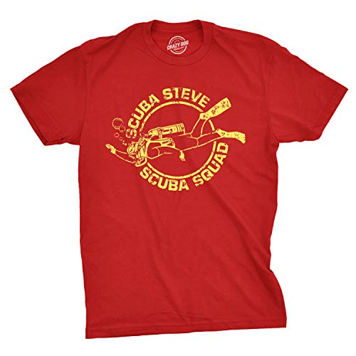 Scuba Steve Scuba Squad T Shirt Funny Vintage 90s Hilarious Retro Saying Cool Mens Funny T Shirts Vintage T Shirt for Men Funny Movie T Shirt Novelty Tees Red 3XL