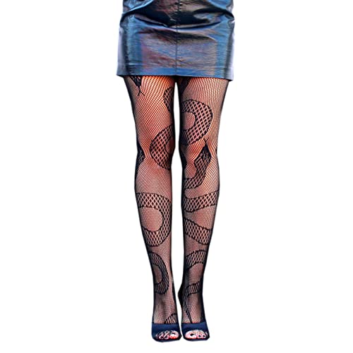 Millennials In Motion Snake Fishnet Stockings Patterned Tights Tentacle Fairycore Grunge Cosplay Mall Goth Rocker Lolita Gothic Alternative Anarchy Witch Fish Nets Mesh Embroidered Pantyhose