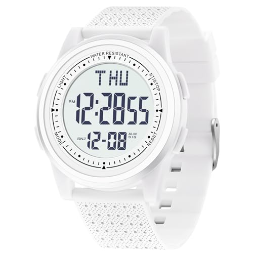 Mens Digital Sports Watch with Stopwatch Alarm Calendar, Waterproof Ultra-Thin Big Face Dual Time Wrist Watches Watch for Men Women