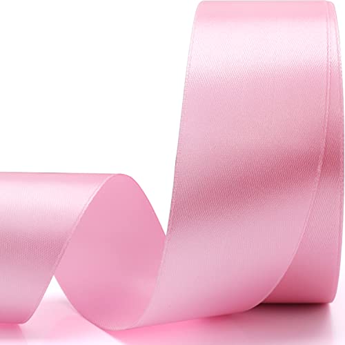 Nsilu 1-1/2 inch, Pink Ribbon for Gift Wrapping 50 Yards Perfect Wedding Party Wreath Sewing DIY Hair Accessories Decoration Floral Hair Balloons Other Projects