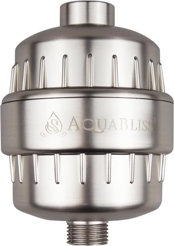 AquaBliss High Output Revitalizing Shower Filter - Reduces Dry Itchy Skin, Dandruff, Eczema, and Dramatically Improves The Condition of Your Skin, Hair and Nails - Brushed Nickel (SF100-BN)