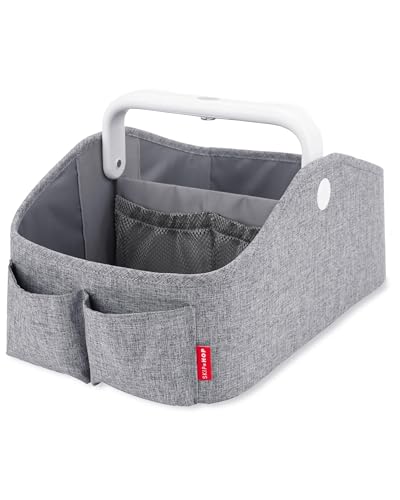 Skip Hop Diaper Caddy Organizer with Touch Sensor Night Light, Nursery Style, Heather Grey