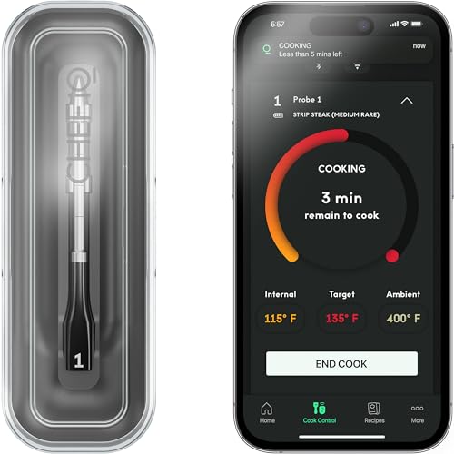 CHEF iQ Smart Wireless Meat Thermometer with Ultra-Thin Probe, Unlimited Range Bluetooth Meat Thermometer, Digital Food Thermometer for Remote Monitoring of BBQ Grill, Oven, Smoker, Air Fryer