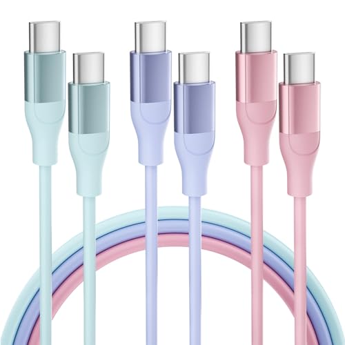 3 Pack 6FT USB C Charger Cable 60W USB C to USB C Cable PD Type C Fast Charging Cord Compatible with iPhone 15 Pro Plus iPad MacBook Samsung Switch LG and More