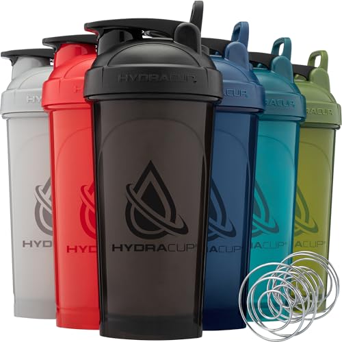 Hydra Cup ProFlow [6 Pack] 28 oz Shaker Bottles for Protein Shakes, Shaker Cups with Ball Blender Whisk, Shaker Bottle with Handle, Travel To Go, BPA Free (Multicolor Set)