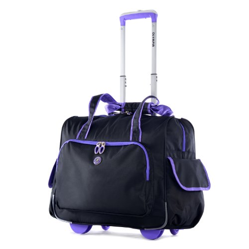 Olympia U.S.A. Deluxe Fashion Rolling Overnighter, Black/Purple, One Size