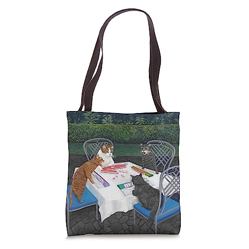 Cats Playing Mahjong Tote Bag