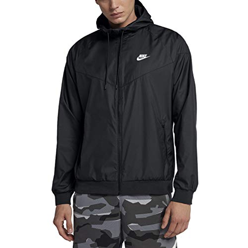 Nike mens Sportswear Windrunner Hooded Windbreaker Coat, Black/White, Medium
