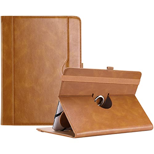 ProCase 9'-10.1' Inch Universal Tablet Case, Protective Cover Stand Folio Case for 9 10 10.1 Inch Android Touchscreen Tablet, with 360 Degree Rotatable Kickstand and Multiple Viewing Angles -Brown