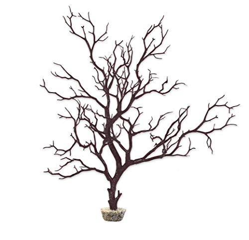 CURRENT USA Dark River Brown Manzanita Branch 22-inch Tall with Weighted Base | Tree Branches Molded Aquarium Decor Decoration Fake Artificial Fish Tank Ornament for Freshwater or Saltwater (7394)