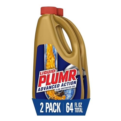 Liquid-Plumr Advanced Action Clog Destroyer Gel, Works on Multiple Clog Types, Hair Clog Remover That Deodorizes and Freshens, Safe for All Septic Systems and Pipes, 2 Bottles, 32 fl. oz. Bottle