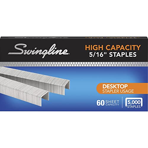 Swingline Staples, High Capacity, 60 Sheet Capacity, 5/16' Length, 210/Strip, 5000/Box (S7081032)