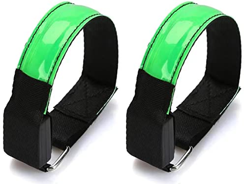 Zsirue Light Up LED Armbands for Running - 2PCS Reflective Gear Flashing LED Sports Wristbands, Replaceable - 3 Modes in The Dark Bracelet for Cycling, Jogging, Walking (Replaceable Battery, Green)