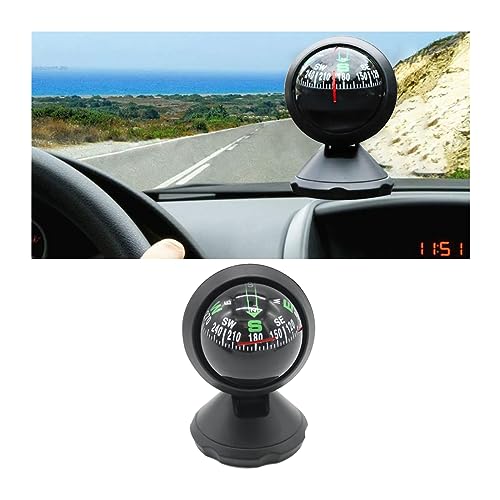 BESULEN Car Compass Ball, Dash Mount Adjustable Compass Ball with Bottom Stick, Navigation Hiking Direction Pointing Guide Ball for Marine Boat Truck Caravan Outdoor, Universal Car Accessories