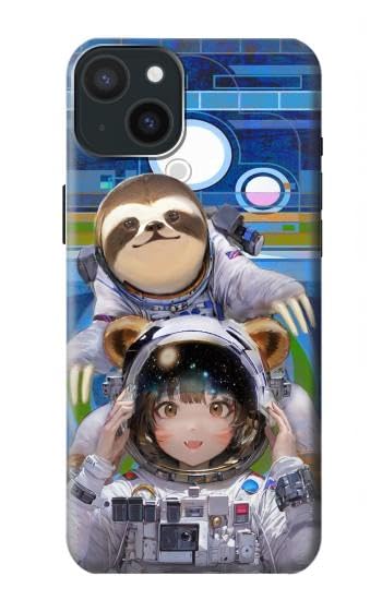 R3915 Raccoon Girl Baby Sloth Astronaut Suit Case Cover for iPhone 15 Plus