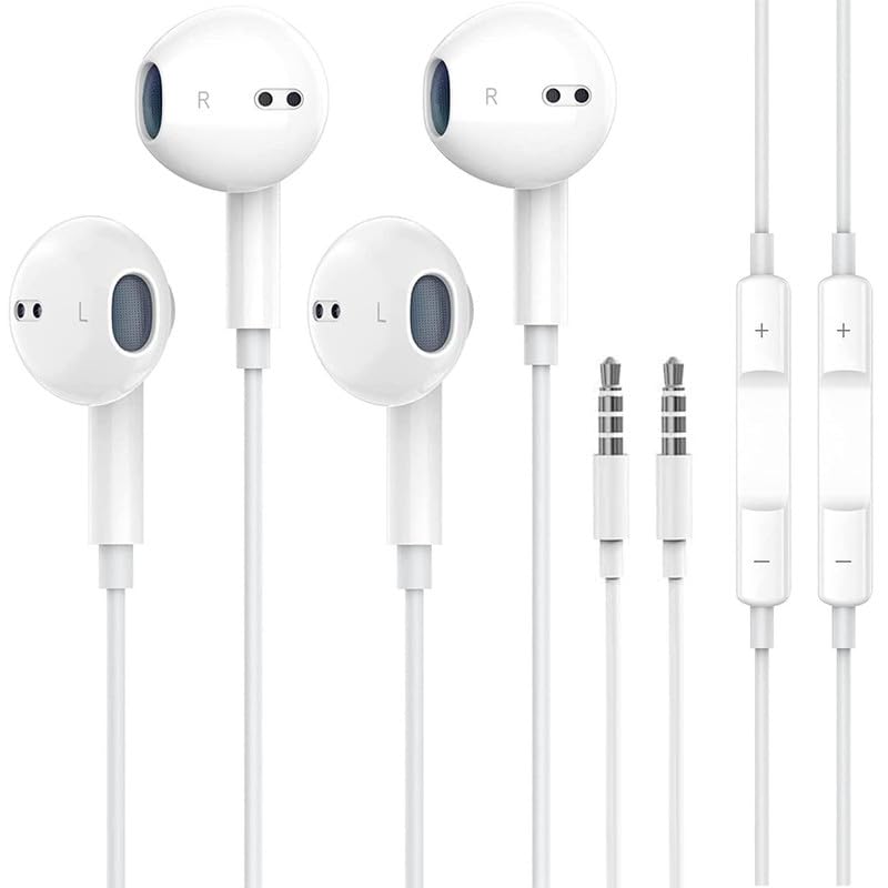 2 Pack with Apple Earbuds 3.5mm Wired Earbuds/Headphones/Earphones Built-in Microphone & Volume Control【with Apple MFi Certified】 Compatible with iPhone,iPad,iPod,Computer,MP3/4,Android