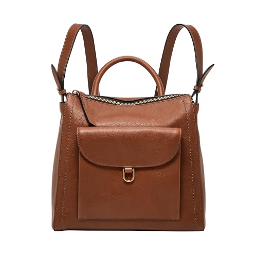 Fossil Women's Parker LiteHide Leather Mini Backpack Purse Handbag, Medium Brown (Model: ZB1921200)
