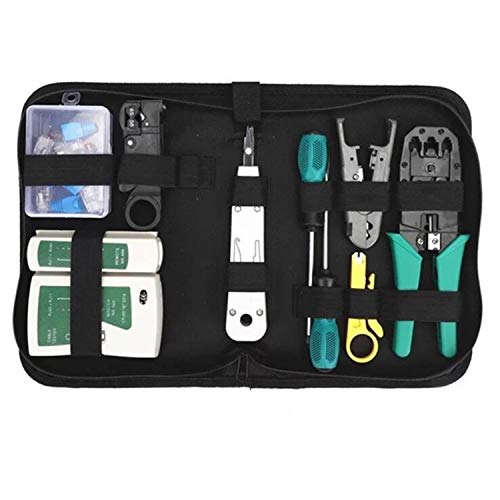 Gaobige Network Tool Kit for Cat5 Cat5e Cat6, 11 in 1 Portable Ethernet Cable Crimper Kit with a Ethernet Crimping Tool, 8p8c 6p6c Connectors rj45 rj11 Cat5 Cat6 Cable Tester, 110 Punch Down Tool