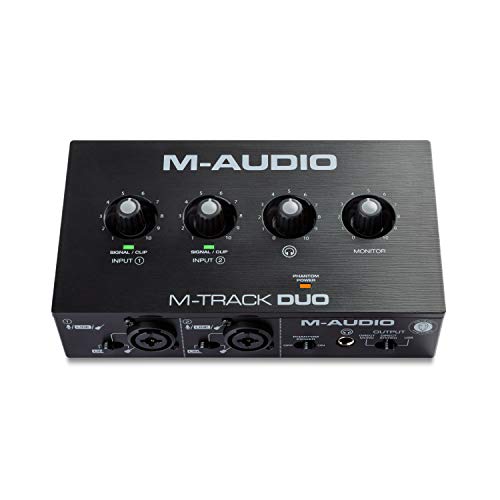M-Audio M-Track Duo – USB Audio Interface for Recording, Streaming and Podcasting with Dual XLR, Line & DI Inputs, plus a Software Suite Included