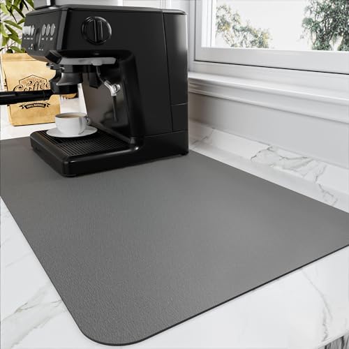 HotLive Coffee Mat - Coffee Bar Mat for Countertops | Coffee Bar Accessories Fit Under Coffee Maker Espresso Machine | Absorbent Hide Stain Rubber Backed Dish Drying Mat for Kitchen Counter