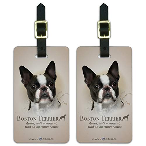 Boston Terrier Dog Breed Luggage ID Tags Suitcase Carry-On Cards - Set of 2