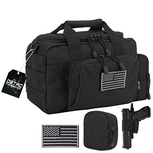 DBTAC Gun Range Bag Small | Tactical 2x Pistol Shooting Range Duffle Bag with Lockable Zipper for Handguns and Ammo (Black)