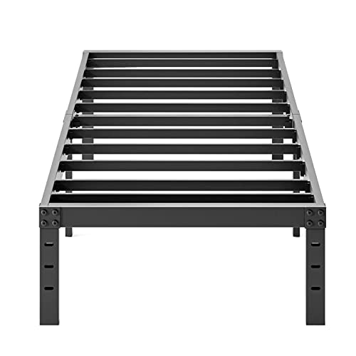 COMASACH Twin XL Bed Frame 18 Inch Tall Metal Steel Slats with 3500 Pounds Support for Mattress, No Box Spring Needed,Noise-Free,Easy Assembly