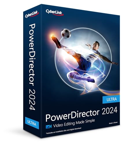 CyberLink PowerDirector 2024 Ultra | Easy AI Video Editing | Easy-to-Use Video Editing Software for Windows with Premium Visual Effects | Slideshow | Screen Recorder [Retail Box with Download Card]
