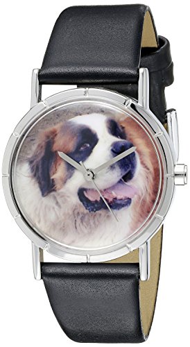 Whimsical Gifts Saint Bernard Black Leather and Silvertone Photo Watch #R0130070