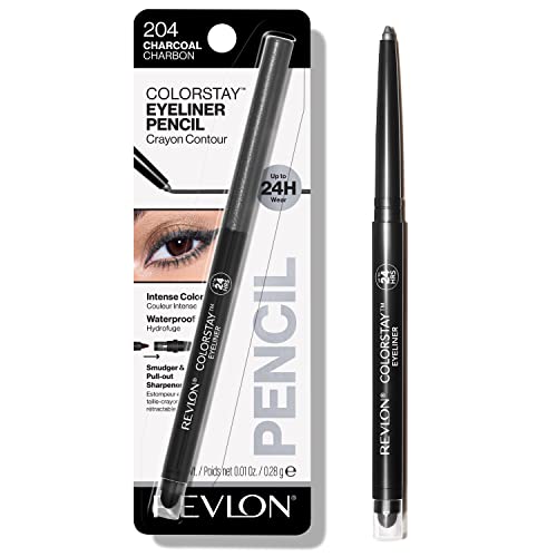 Revlon Pencil Eyeliner, ColorStay Eye Makeup with Built-in Sharpener, Waterproof, Smudge-proof, Longwearing with Ultra-Fine Tip, 204 Charcoal, 0.01 oz