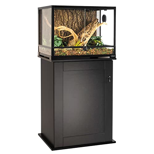REPTIZOO Reptile Terrarium Stand Wooden Terrarium Cabinet with Storage and Adjustable Shelf, Reptile Tank Stand for 24”Wx18”D Terrarium, Aquarium Stand Fish Tank Stand (Stand Only)