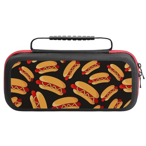 PUYWTIY Carrying EVA Hard Case Compatible with Nintendo Switch, Portable Travel Carry Case Shell Pouch with 20 Game Card Slots, Fun Food Hotdog Hot Dogs