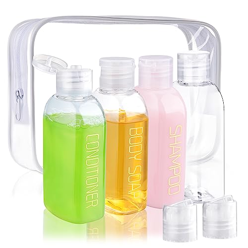 Cosywell Leakproof Squeeze Bottles Travel Kit - 4pc 3.4 oz TSA Approved for Shampoo, Conditioner and Toiletries