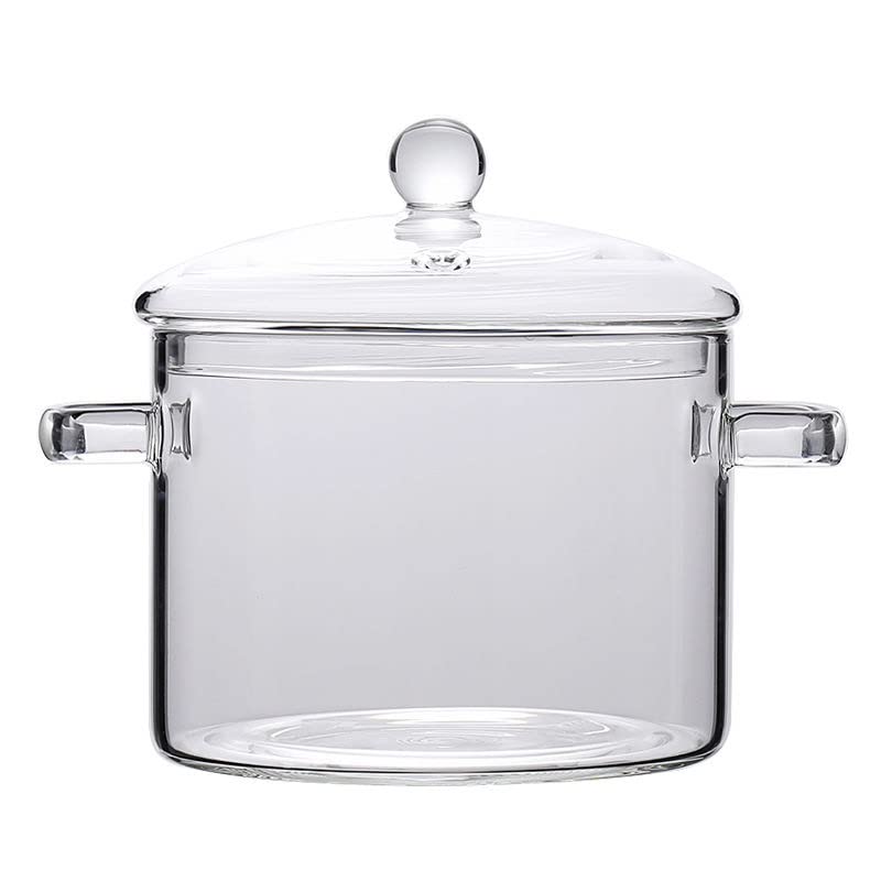 Glass Saucepan with Cover Heat-resistant Glass Stovetop Pot and Pan with Lid for Pasta Noodle, Soup, Milk, Baby Food (64oz/1900ml)