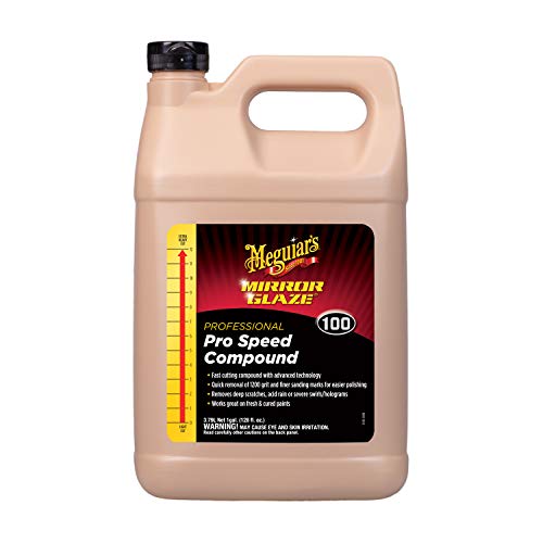 Meguiar's M10001 Mirror Glaze Pro Speed Compound - Removes Deep Scratches & Severe Swirl - 1 Gallon Container